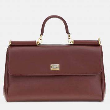 Pre Owned Dolce & Gabbana My Sicily Red Leather Handbag