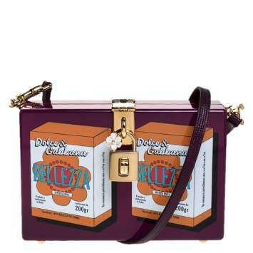 Pre Owned Dolce & Gabbana Purple Wood Bellezza Box Clutch