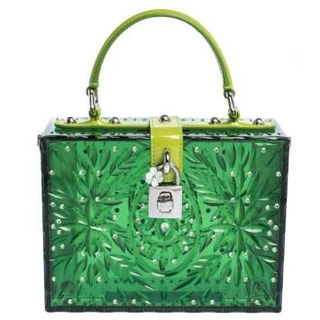 Pre Owned Dolce & Gabbana Green Acrylic and Patent Leather Cinderella Dolce Box Top Handle Bag