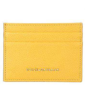 Pre Owned Dolce & Gabbana Yellow Leather Card Case