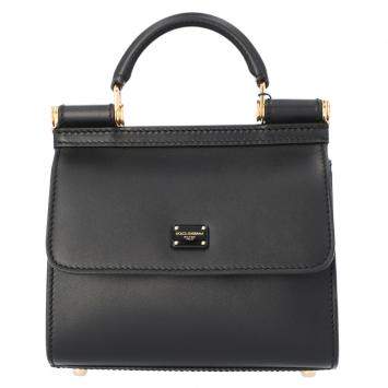 Pre Owned Dolce & Gabbana Black Leather Mini Sicily Shoulder Bag