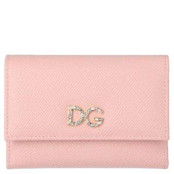 Pre Owned Dolce & Gabbana Light Pink Leather Tri-Fold Wallet