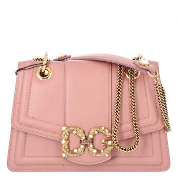 Pre Owned Dolce & Gabbana Blush Pink Leather DG Amore Bag