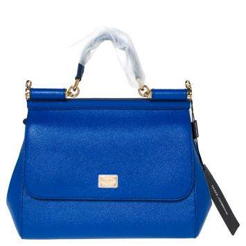 Pre Owned Dolce & Gabbana Blue Leather Medium Miss Sicily Bag