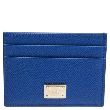 Pre Owned Dolce & Gabbana Blue Leather Business Card Holder