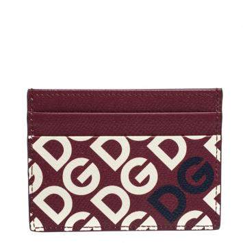 Pre Owned Dolce & Gabbana Multicolor DG Mania Print Leather Card Holder