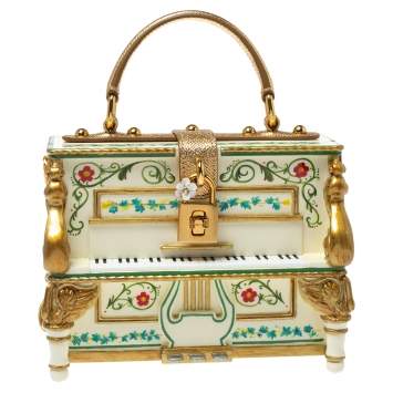 Pre Owned Dolce & Gabbana Multicolor Printed Acrylic and Leather Piano Box Top Handle Bag