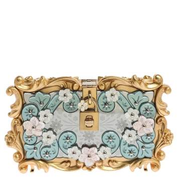 Pre Owned Dolce & Gabbana Multicolor Acrylic Mirrored Baroque Dolce Box Bag