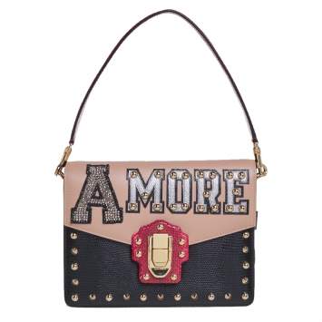 Pre Owned Dolce & Gabbana Multicolor Snakeskin and Lizard Embossed Leather Amore Lucia Shoulder Bag