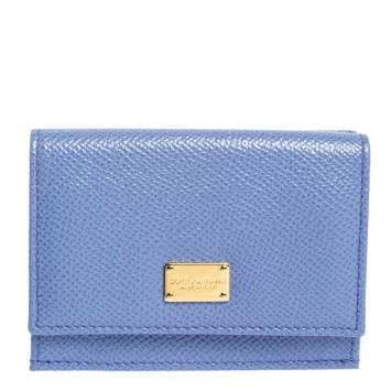 Pre Owned Dolce & Gabbana Purple Leather Dauphine Trifold Wallet 