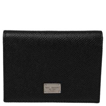 Pre Owned Dolce & Gabbana Black Leather Flap Card Holder