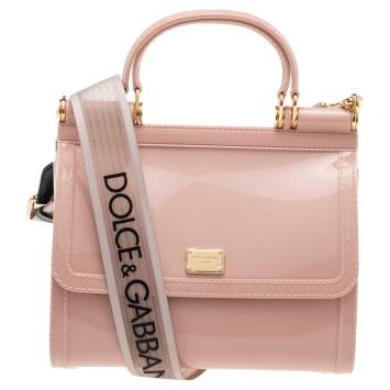 Pre Owned Dolce & Gabbana Pink Rubber Small Miss Sicily Top Handle Bag