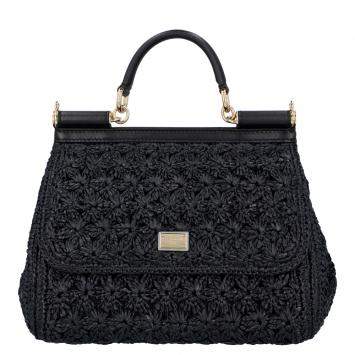 Pre Owned Dolce & Gabbana Black Viscose Sicily Shoulder Bag