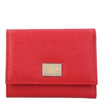 Pre Owned Dolce & Gabbana Red Dauphine Leather Small Continental Wallet