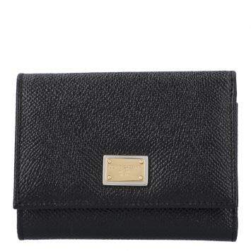 Pre Owned Dolce & Gabbana Black Dauphine Calfskin Leather Continental Wallet 