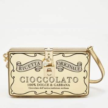 Pre Owned Dolce & Gabbana Gold Leather Cioccolato Dole Box Bag
