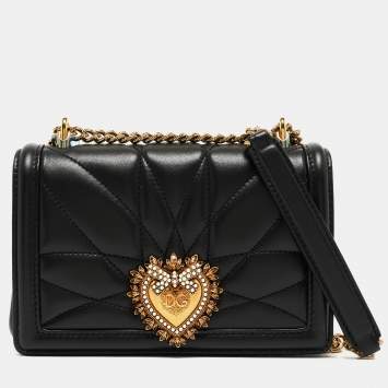 Pre Owned Dolce & Gabbana Black Leather Devotion Mordore Crossbody Bag