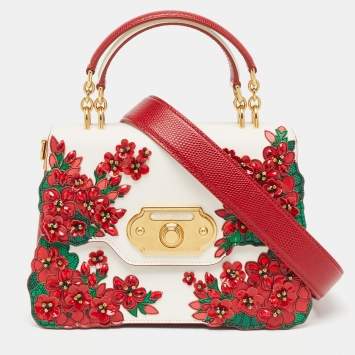 Pre Owned Dolce & Gabbana Multicolor Lizard Embossed and Leather Embellished Welcome Top Handle Bag