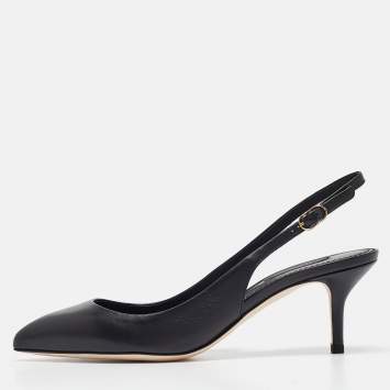 Pre Owned Dolce & Gabbana Black Leather Slingback Pumps Size 38