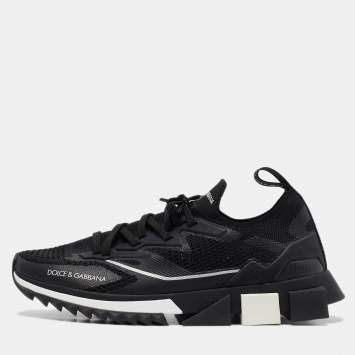 Pre Owned Dolce & Gabbana Black Mesh and Rubber Sorrento Lace Up Sneakers Size 41