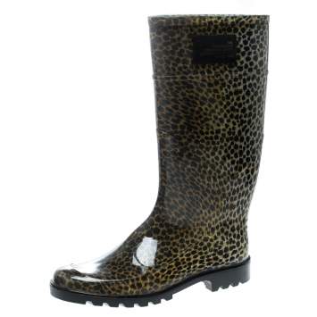 Pre Owned Dolce & Gabbana Animal Print Rubber Boots Size 41