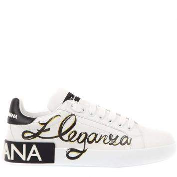 Pre Owned Dolce & Gabbana White Portfino Sneakers Size EU 39.5