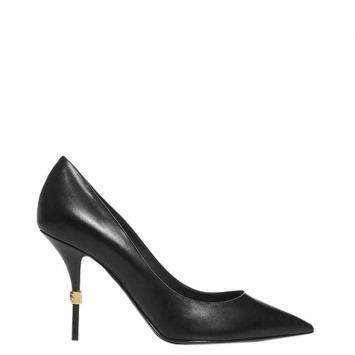 Pre Owned Dolce & Gabbana Black Cardinal logo plaque Pumps Size EU 37