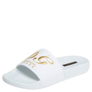 Pre Owned Dolce & Gabbana White Rubber Luxury Hotel Slide Sandals Size 39