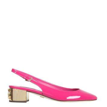Pre Owned Dolce & Gabbana Pink Block heel Slingback Sandals Size IT 37