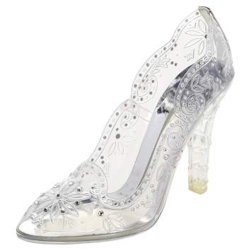 Pre Owned Dolce & Gabbana Silver PVC Crystal Embellishment Cinderella Pumps Size 40