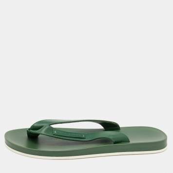 Pre Owned Dolce & Gabbana Green Leather Beach Thong Sandals Size 39