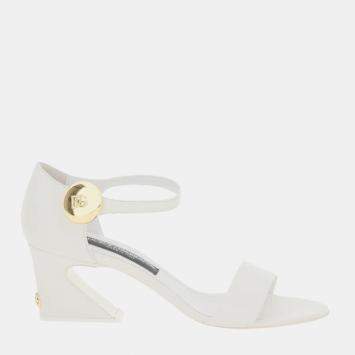 Pre Owned Dolce & Gabbana White Mary Jane Nappa Leather Sandals Size EU 40