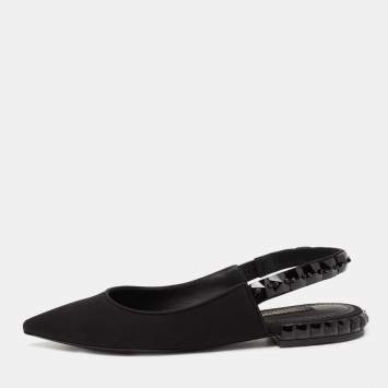 مملوكة مسبقًا Dolce & Gabbana Black Fabric Embellished Slingback Sandals Size 36.5