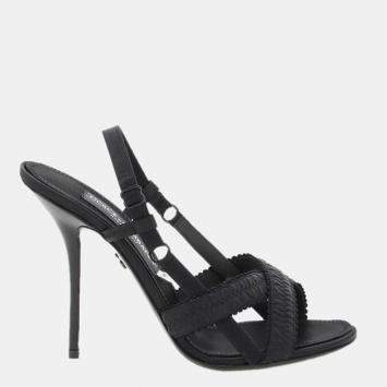 Pre Owned Dolce & Gabbana Black Keira Satin Sandals Size EU 39