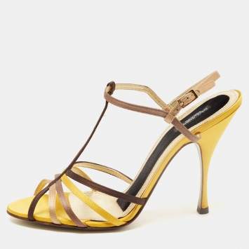 Pre Owned Dolce & Gabbana Multicolor Satin Strappy Sandals Size 41