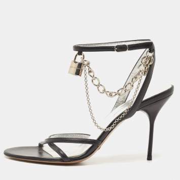 Pre Owned Dolce & Gabbana Black Leather Strappy Sandals Size 38