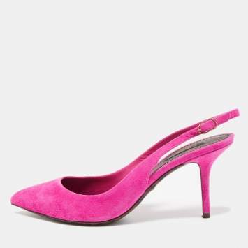 Pre Owned Dolce & Gabbana Pink Suede Slingback Pointed Toe Pumps Size 40
