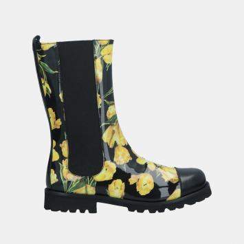 Pre Owned Dolce & Gabbana Multicolor Patent Leather Boots Size 34