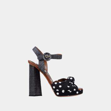 Pre Owned Dolce & Gabbana Fabric Ankle Strap Sandals 38