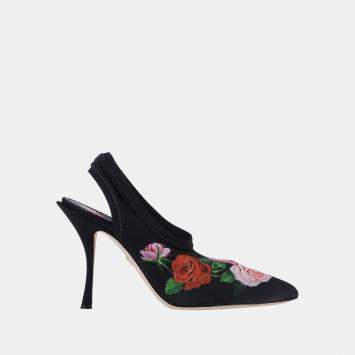 Pre Owned Dolce & Gabbana Stretch Fabric Slingback Pumps Size 36.5