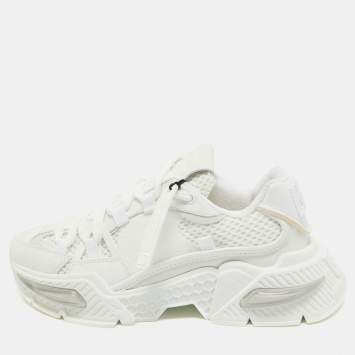 Pre Owned Dolce & Gabbana Leather and Mesh Airmaster Low Top Sneakers Size 38