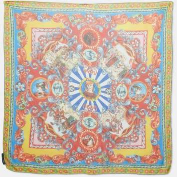Pre Owned Dolce & Gabbana Multicolor Teatro Dei Pupi Silk Square Scarf