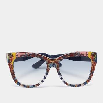Pre Owned Dolce & Gabbana Printed/Blue Gradient DG4270 Square Sunglasses