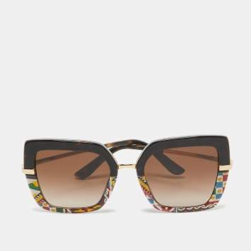 Pre Owned Dolce & Gabbana Dark Brown Gradient Printed DG4373 Oversized Sunglasses