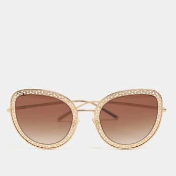 Pre Owned Dolce & Gabbana Gold Tone Metal DG2226 Devotion Collection Gradient Sunglasses