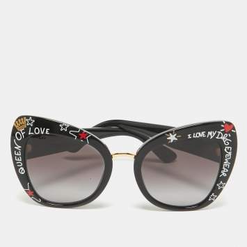 Pre Owned Dolce & Gabbana Black Graffiti Print DG4319 Cat Eye Sunglasses