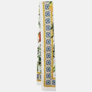 Pre Owned Dolce & Gabbana Multicolor Vegetables Print Cotton Scarf