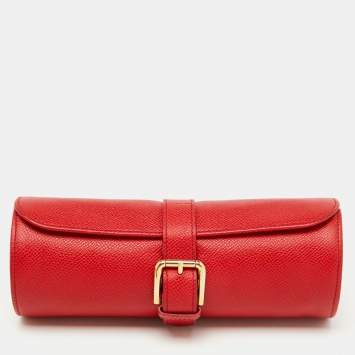 Pre Owned Dolce & Gabbana Red Leather Travel Watch Case