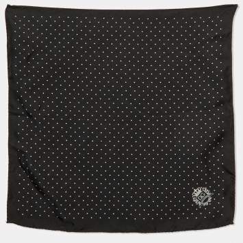 Pre Owned Dolce & Gabbana Black Polkadots Print Silk Pocket Square