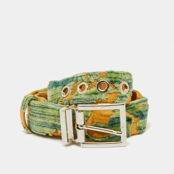 Pre Owned Dolce & Gabbana Multicolor Canvas Buckle Belt 70CM